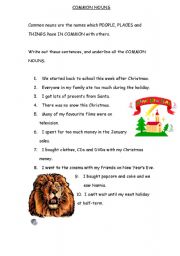 English Worksheet: common noun