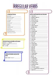 English Worksheet: Classified irregular verbs