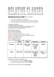 English Worksheet: RELATIVE CLAUSES