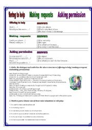 English Worksheet: Offering to help, Making requests and Asking permission