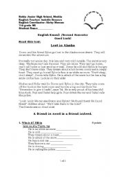 English worksheet: lost i Alaska