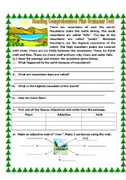 English Worksheet: Reading Comprehension Plus Grammar