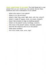 English worksheet: Invent your own planet.