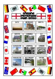 English Worksheet: ENGLAND PICTIONARY - MAIN CITIES BY AGUILA