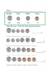 English Worksheet: counting coins