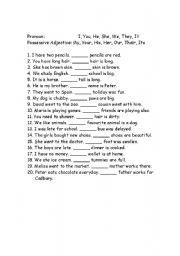 English Worksheet: PRONOUNS AND POSSESSIVE ADJECTIVES