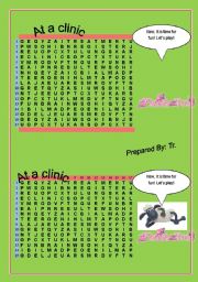 English worksheet: At A clinic puzzle