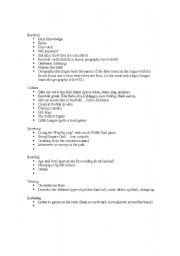 English Worksheet: ESL BASEBALL UNIT