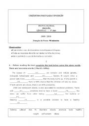 English worksheet: Vegetarian teens