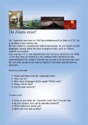 English Worksheet: Do Aliens Exist?