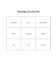 English worksheet: Tic-Tac-Toe Feelings 