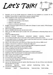 English Worksheet: Lets Talk [advanced 3]