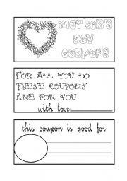 English Worksheet: mothers day coupon book