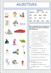 English Worksheet: adjectives