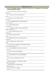 English Worksheet: Rephrasing exercises