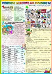 English Worksheet: POSSESSIVE ADJECTIVES AND PRONOUNS 2-2 (B&W VERSION+KEY INCLUDED)