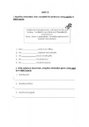 English worksheet: Used to