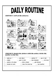 English Worksheet: MR. MOUSE DAILY ROUTINE (2 PAGES)