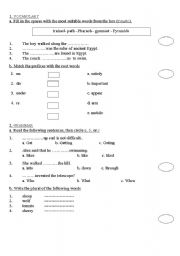 English worksheet: pre- final exam (second paper)