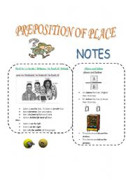English worksheet: Preposition of Place 