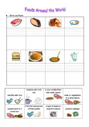 English worksheet: Foods around the world