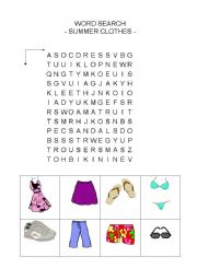 English Worksheet: Summer clothes