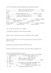 English Worksheet: simple past vs. past continuous
