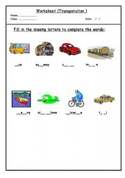 English worksheet: Transportation