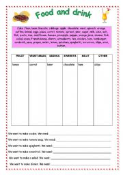 English Worksheet: Food and drink