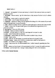 English worksheet: money