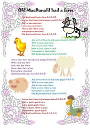 English Worksheet: Old MacDonald had a farm