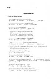 English Worksheet: Grammar test