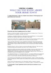 English Worksheet: Describing your home town