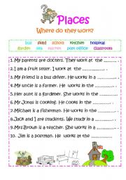 English Worksheet: places