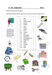 English Worksheet: In the classroom