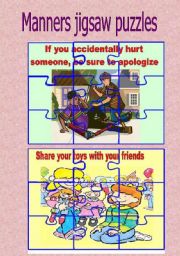 English Worksheet: Manners jigsaw puzzles
