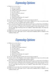 English Worksheet: Expressing Opinions