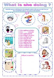 English Worksheet: Present continuous ( Beauty Verbs )