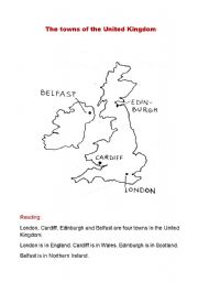 English Worksheet: The towns of the United Kingdom