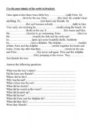 English Worksheet: peter and the dolphin