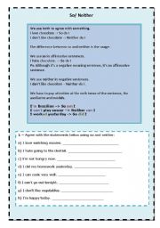 English Worksheet: So/Neither