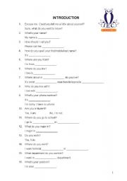 English worksheet: Introduction