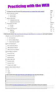 English worksheet: practicing with the web