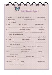 English Worksheet: Conditionals: Type 1