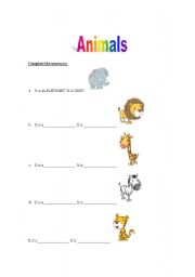 English worksheet: Animals