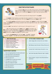 English Worksheet: DOCTORS POSTCARD