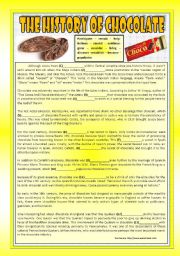 English Worksheet: History Series: THE HISTORY OF CHOCOLATE (!!! with KEY !!!) (PAST TENSE READING)