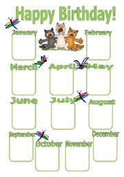 English Worksheet: Our birthdays