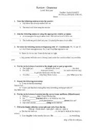 English Worksheet: Grammar review