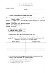 English Worksheet: Making and Responding to Apologies